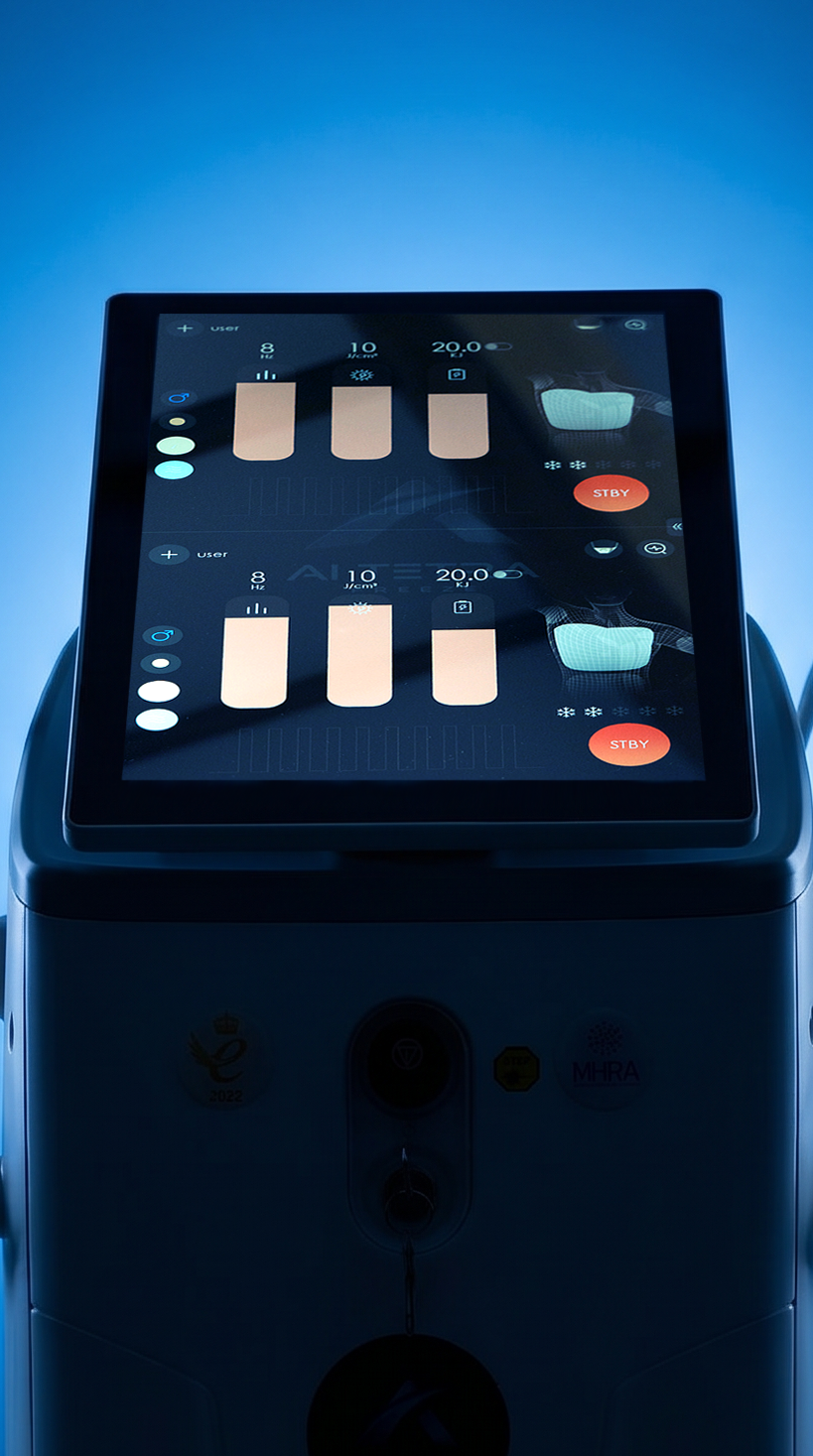 AI Tetra Freeze diode laser handpiece — extreme closeup detail shot